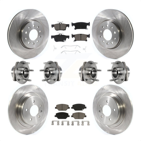 Front Rear Hub Bearings Assembly Disc Brake Rotors And Ceramic Pads Kit (10Pc) For Buick Envision With 315mm Diameter Rotor KBB-123993 by Transit Auto