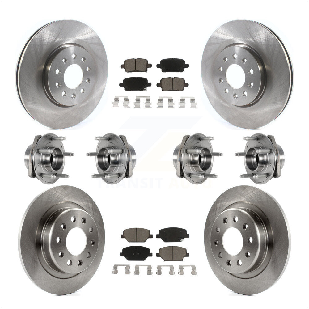 Front Rear Hub Bearings Assembly Disc Brake Rotors And Ceramic Pads Kit (10Pc) For 2017-2018 Buick LaCrosse AWD With 17" Factory Wheels KBB-123994 by Transit Auto