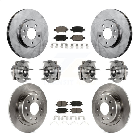 Front Rear Hub Bearings Assembly Disc Brake Rotors And Ceramic Pads Kit (10Pc) For 2017-2018 Buick LaCrosse AWD With 16" Factory Wheels KBB-123995 by Transit Auto