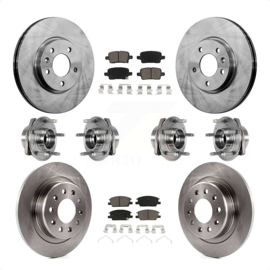 Front Rear Hub Bearings Assembly Disc Brake Rotors And Ceramic Pads Kit (10Pc) For 2017-2018 Buick LaCrosse AWD With 16" Factory Wheels KBB-123995 by Transit Auto