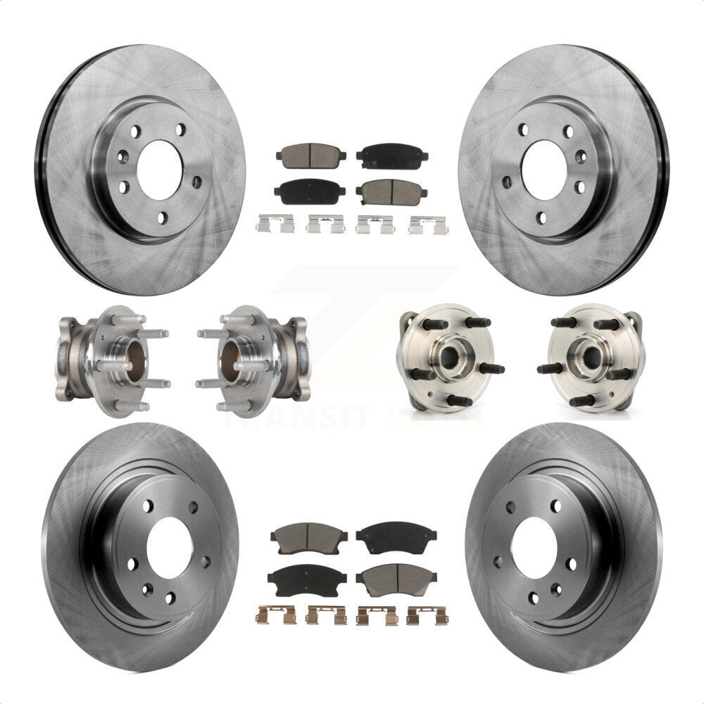 Front Rear Hub Bearings Assembly Disc Brake Rotors And Ceramic Pads Kit (10Pc) For 2014-2015 Chevrolet Cruze DIESEL engine With 15" Factory Wheels KBB-124000 by Transit Auto