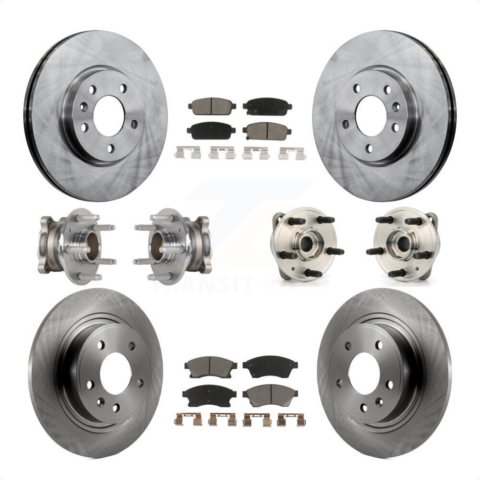 Front Rear Hub Bearings Assembly Disc Brake Rotors And Ceramic Pads Kit (10Pc) For 2014-2015 Chevrolet Cruze DIESEL engine With 15" Factory Wheels KBB-124000 by Transit Auto