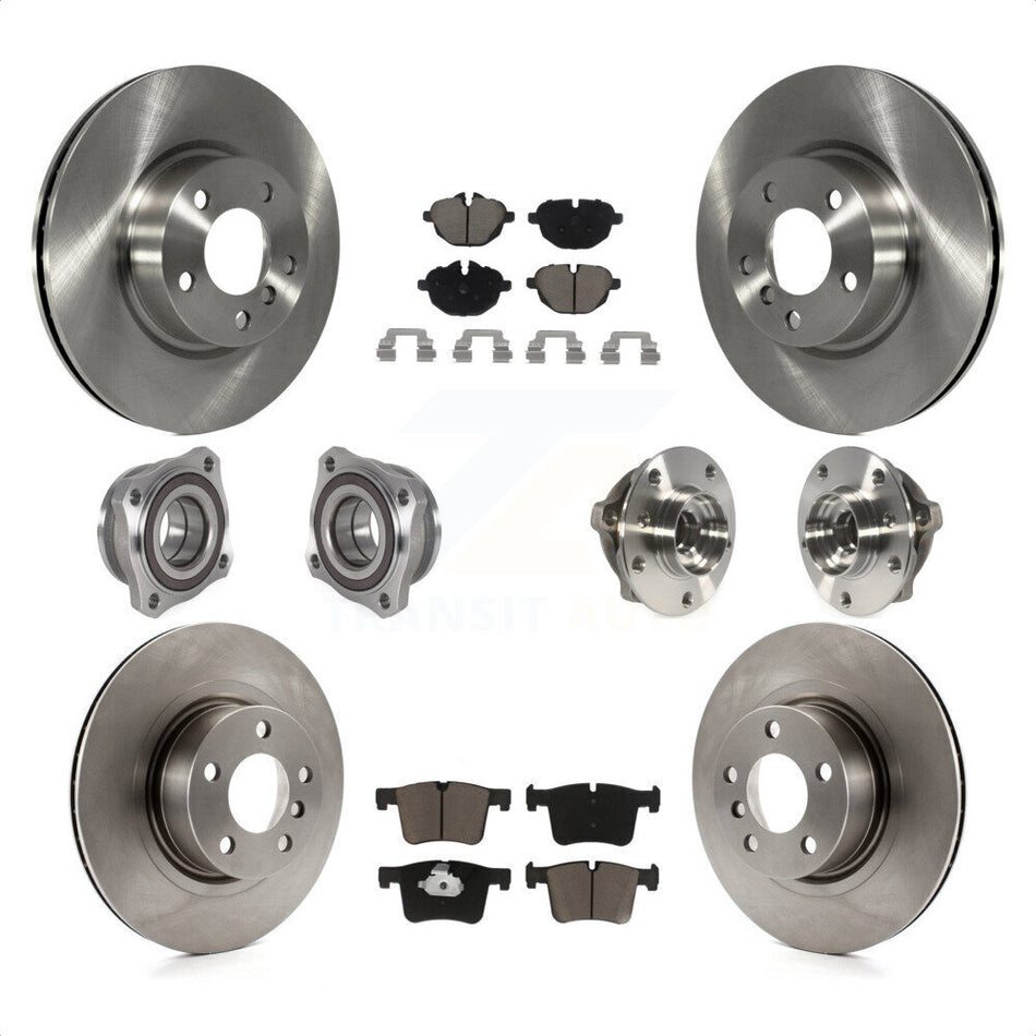Front Rear Hub Bearings Assembly Disc Brake Rotors And Ceramic Pads Kit (10Pc) For BMW X3 X4 KBB-124002 by Transit Auto