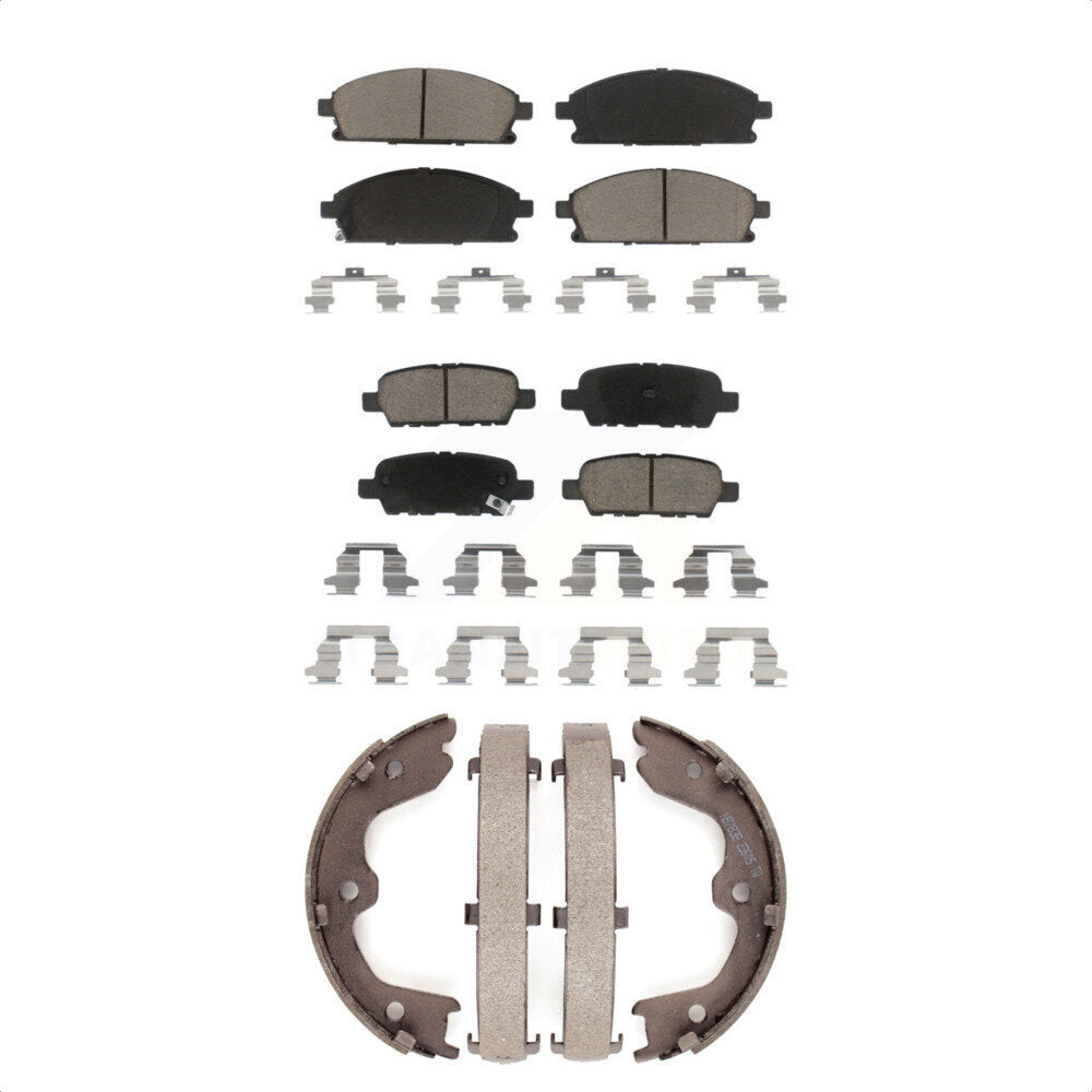 Front Rear Ceramic Brake Pads And Parking Shoes Kit For 2006-2007 Nissan Quest KCN-100008 by Transit Auto