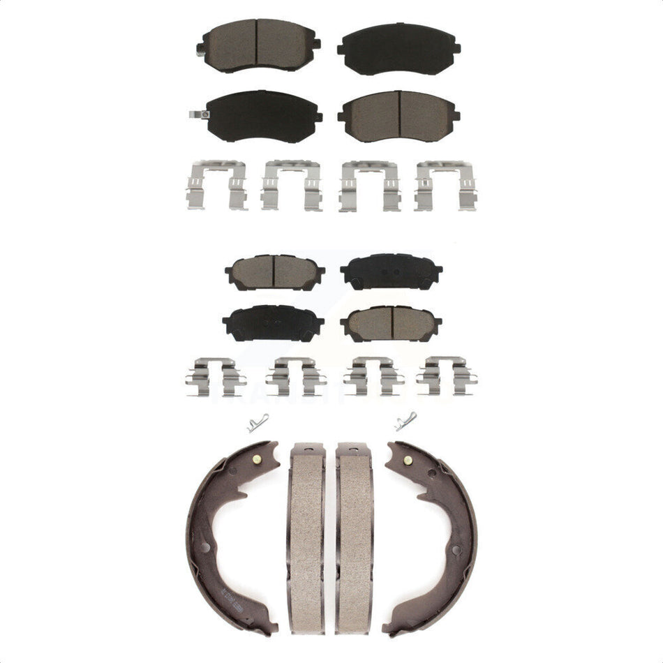 Front Rear Ceramic Brake Pads And Parking Shoes Kit For 2008 Subaru Forester KCN-100285 by Transit Auto