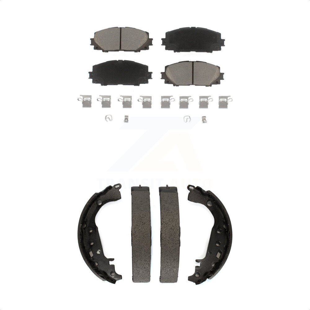 Front Rear Ceramic Brake Pads And Drum Shoes Kit For 2014 Toyota Prius KCN-100333 by Transit Auto