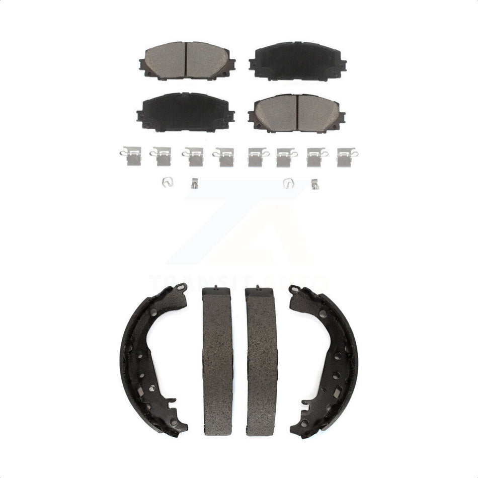 Front Rear Ceramic Brake Pads And Drum Shoes Kit For 2014 Toyota Prius KCN-100333 by Transit Auto