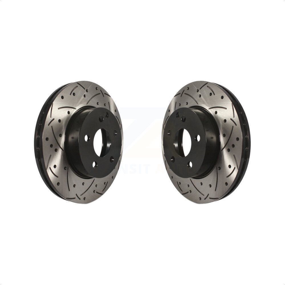 Front Coated Drilled Slotted Disc Brake Rotors Pair For Mercedes-Benz C300 C250 C230 KD-100075 by DS-One