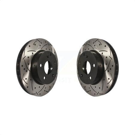 Front Coated Drilled Slotted Disc Brake Rotors Pair For Mercedes-Benz C300 C250 C230 KD-100075 by DS-One