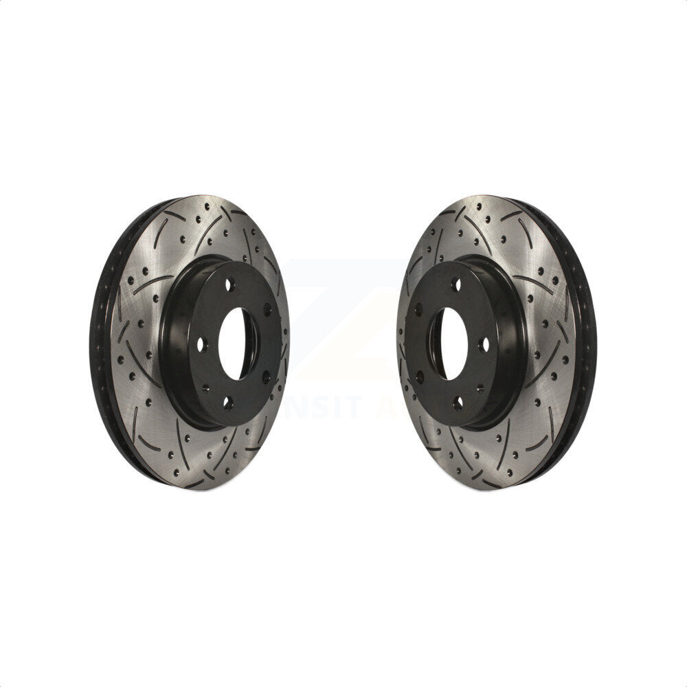 Front Coated Drilled Slotted Disc Brake Rotors Pair For Mazda 3 CX-3 Sport KD-100095 by DS-One