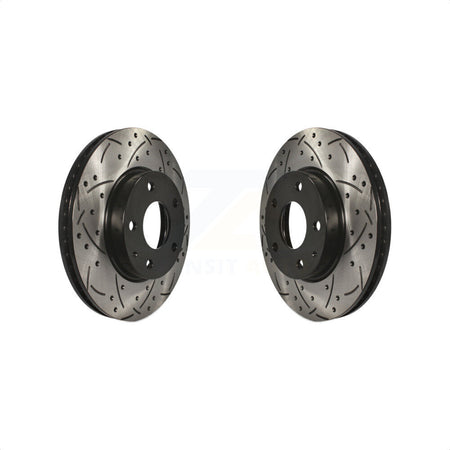 Front Coated Drilled Slotted Disc Brake Rotors Pair For Mazda 3 CX-3 Sport KD-100095 by DS-One