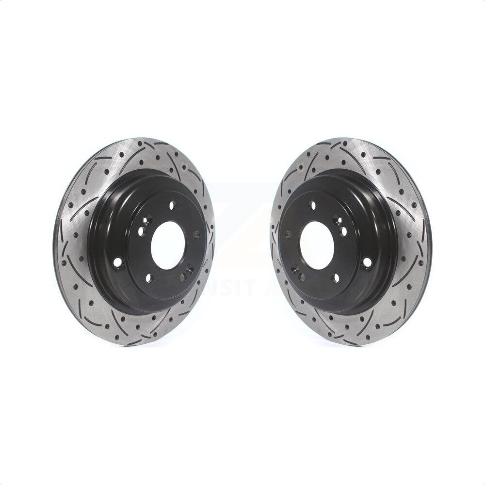 Rear Coated Drilled Slotted Disc Brake Rotors Pair For Hyundai Genesis Coupe KD-100172 by DS-One