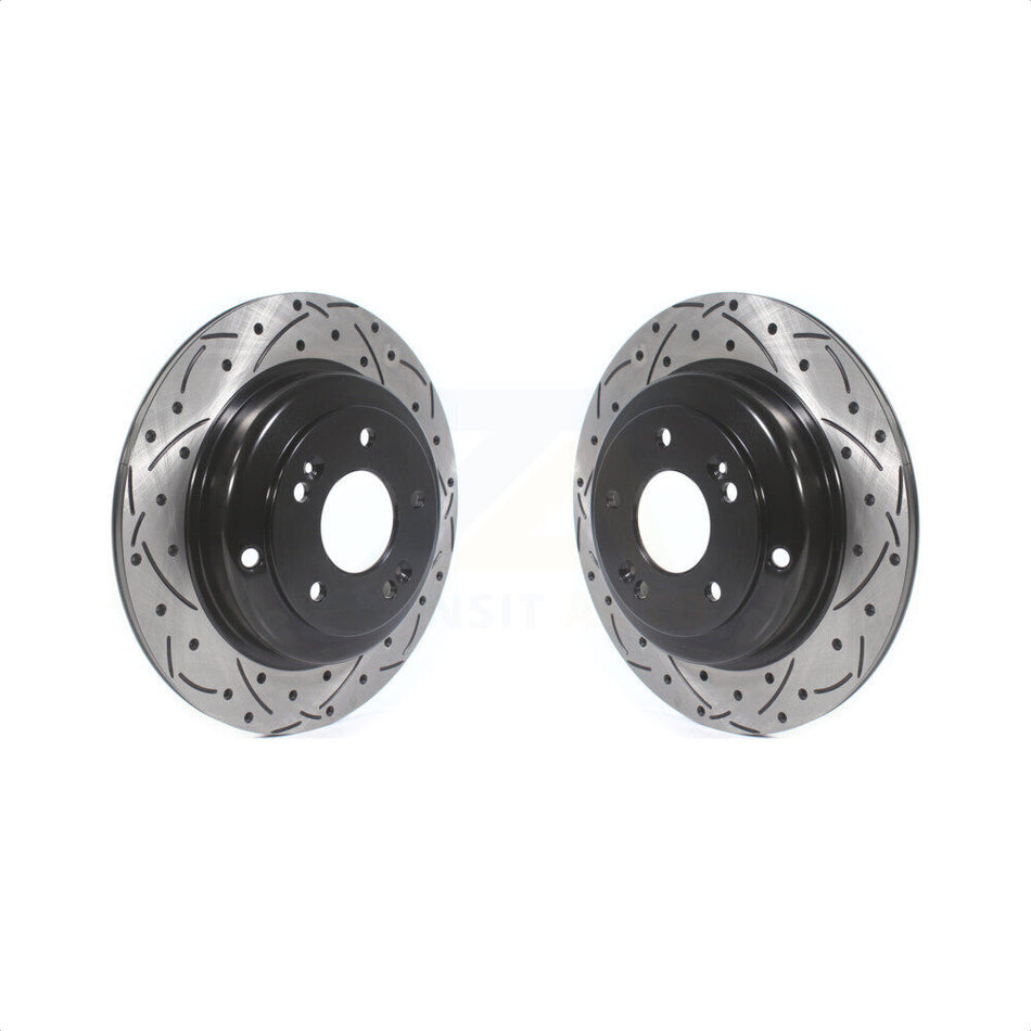 Rear Coated Drilled Slotted Disc Brake Rotors Pair For Hyundai Genesis Coupe KD-100172 by DS-One