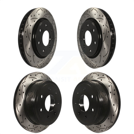 Front Rear Coated Drilled Slotted Disc Brake Rotors Kit For 2010-2011 Ford F-150 With 7 Lug Wheels KD-100226 by DS-One