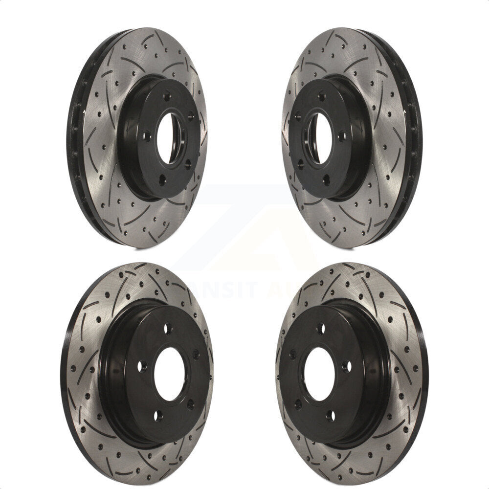 Front Rear Coated Drilled Slotted Disc Brake Rotors Kit For Ford Focus KD-100229 by DS-One