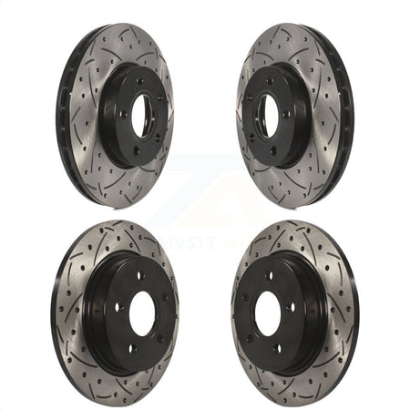 Front Rear Coated Drilled Slotted Disc Brake Rotors Kit For Ford Focus KD-100229 by DS-One
