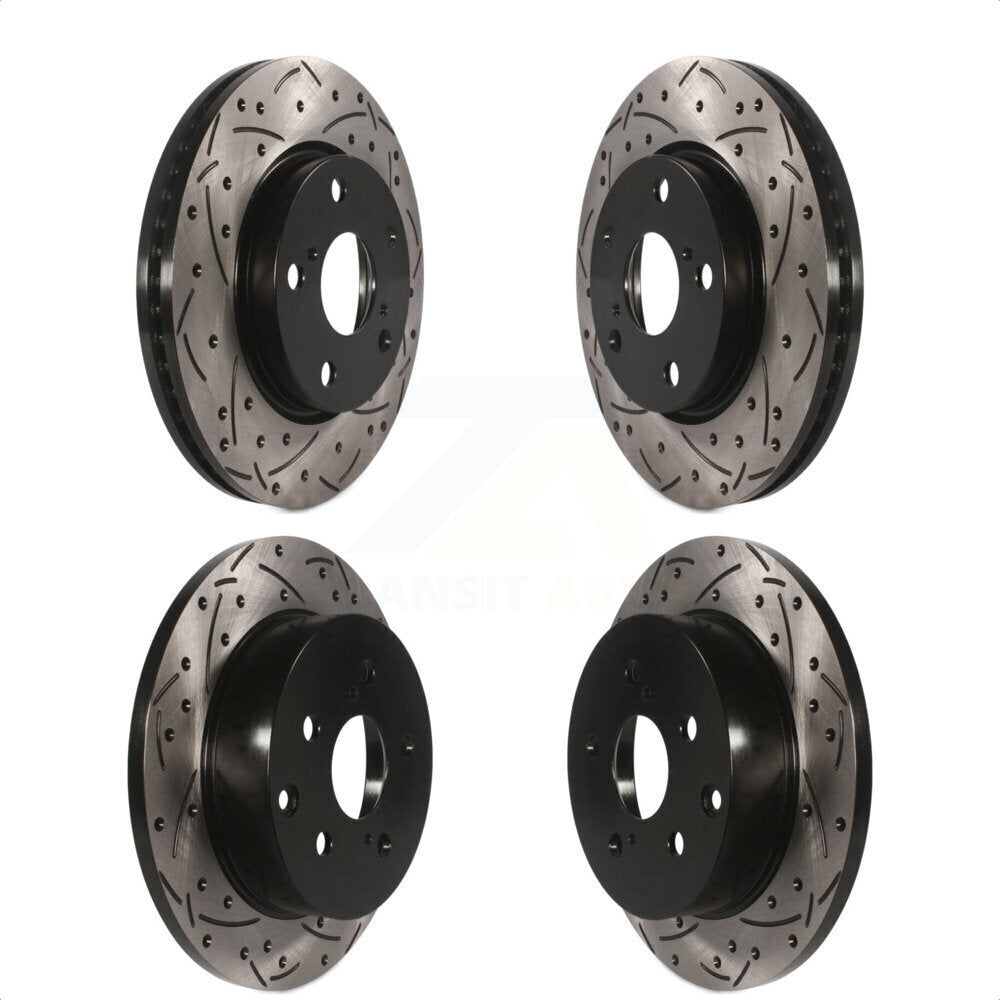 Front Rear Coated Drilled Slotted Disc Brake Rotors Kit For Toyota RAV4 Lexus HS250h KD-100290 by DS-One