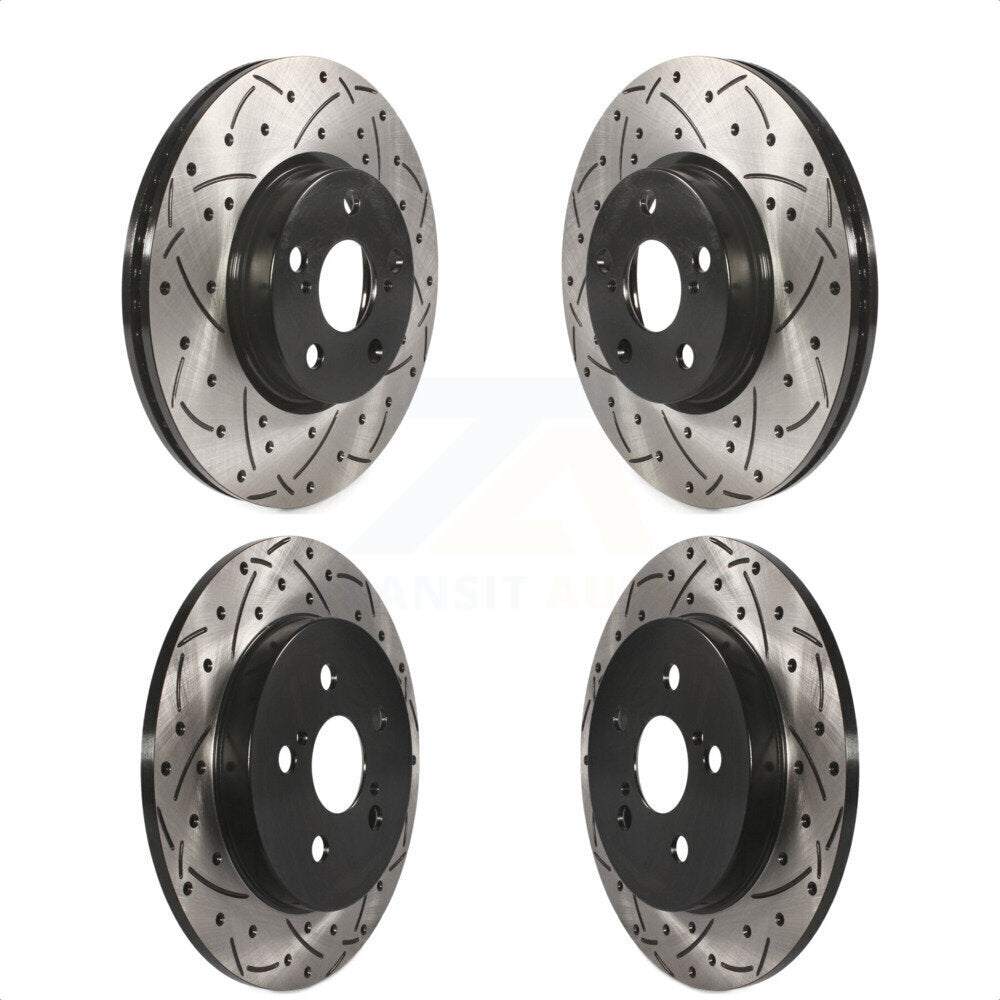 Front Rear Coated Drilled Slotted Disc Brake Rotors Kit For Toyota Corolla Matrix Pontiac Vibe KD-100306 by DS-One