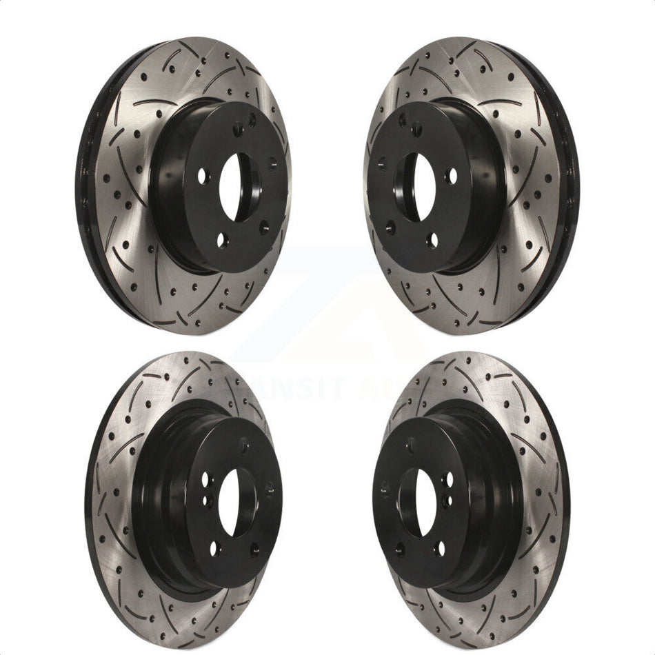 Front Rear Coated Drilled Slotted Disc Brake Rotors Kit For Mercedes-Benz C300 C250 C230 KD-100325 by DS-One