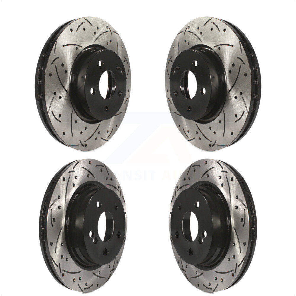 Front Rear Coated Drilled Slotted Disc Brake Rotors Kit For Mercedes-Benz E350 C300 C350 KD-100328 by DS-One