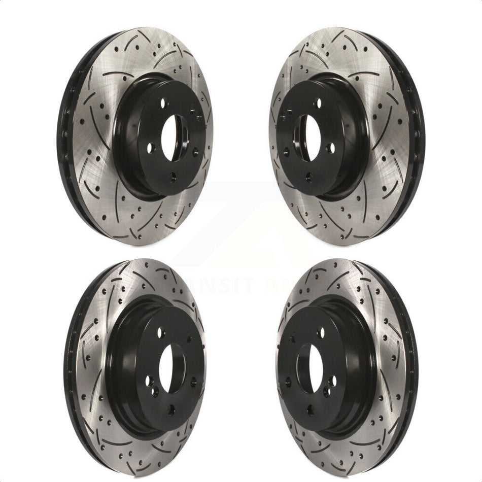 Front Rear Coated Drilled Slotted Disc Brake Rotors Kit For Mercedes-Benz E350 C300 C350 KD-100328 by DS-One