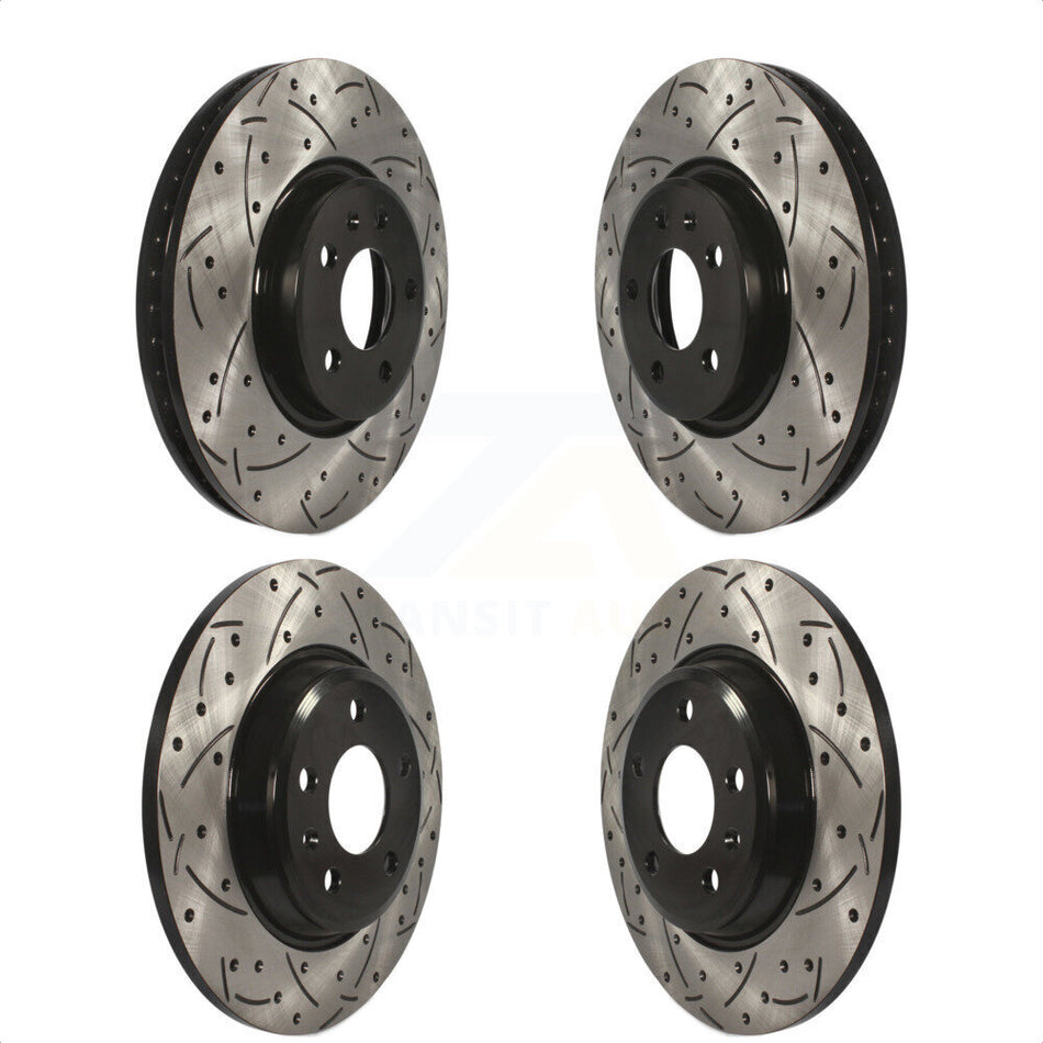 Front Rear Coated Drilled Slotted Disc Brake Rotors Kit For Audi Q5 A4 A5 Quattro allroad A6 KD-100334 by DS-One