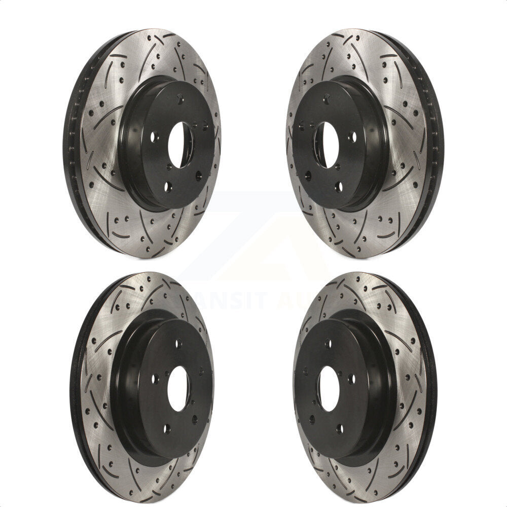 Front Rear Coated Drilled Slotted Disc Brake Rotors Kit For 2015-2019 Subaru Legacy 2.5L KD-100358 by DS-One