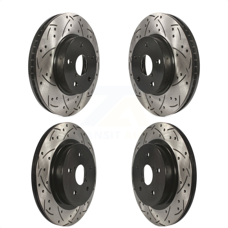 Front Rear Coated Drilled Slotted Disc Brake Rotors Kit For 2015-2019 Subaru Legacy 2.5L KD-100358 by DS-One