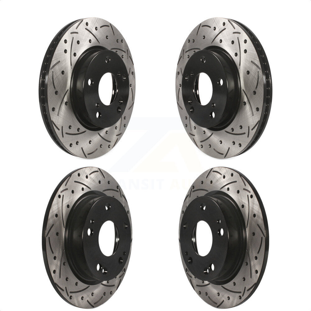 Front Rear Coated Drilled Slotted Disc Brake Rotors Kit For Honda Civic Insight KD-100360 by DS-One