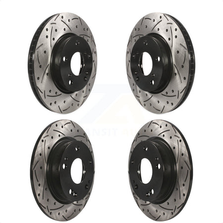 Front Rear Coated Drilled Slotted Disc Brake Rotors Kit For Honda Civic Insight KD-100360 by DS-One