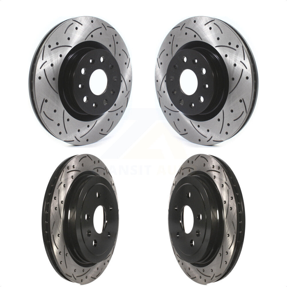 Front Rear Coated Drilled Slotted Disc Brake Rotors Kit For Cadillac CTS KD-100366 by DS-One