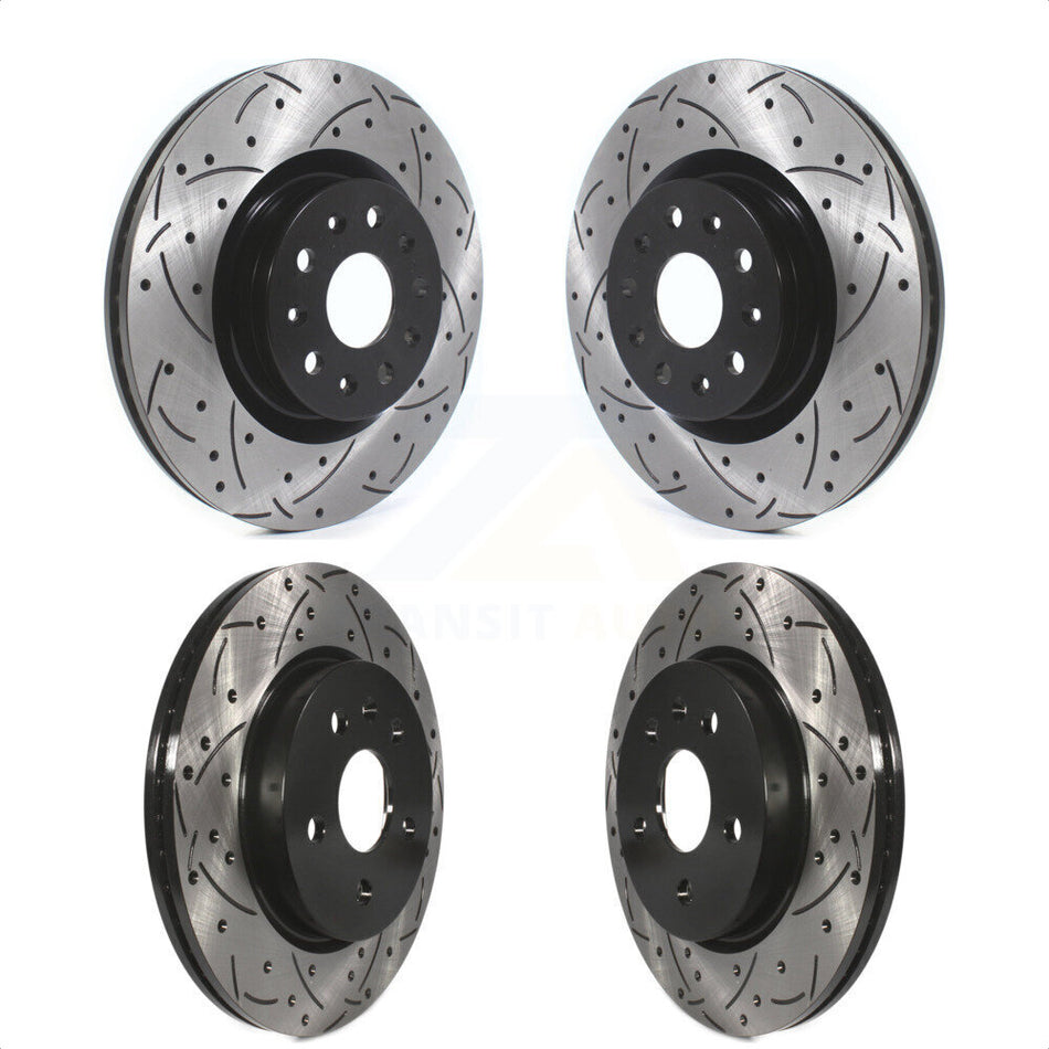 Front Rear Coated Drilled Slotted Disc Brake Rotors Kit For Cadillac CT6 Chevrolet CT5 Camaro KD-100367 by DS-One