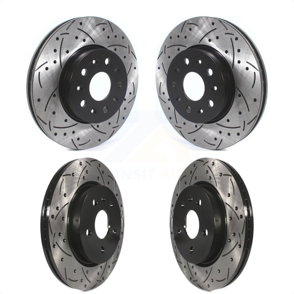 Front Rear Coated Drilled Slotted Disc Brake Rotors Kit For Chevrolet Camaro Cadillac CT5 KD-100369 by DS-One