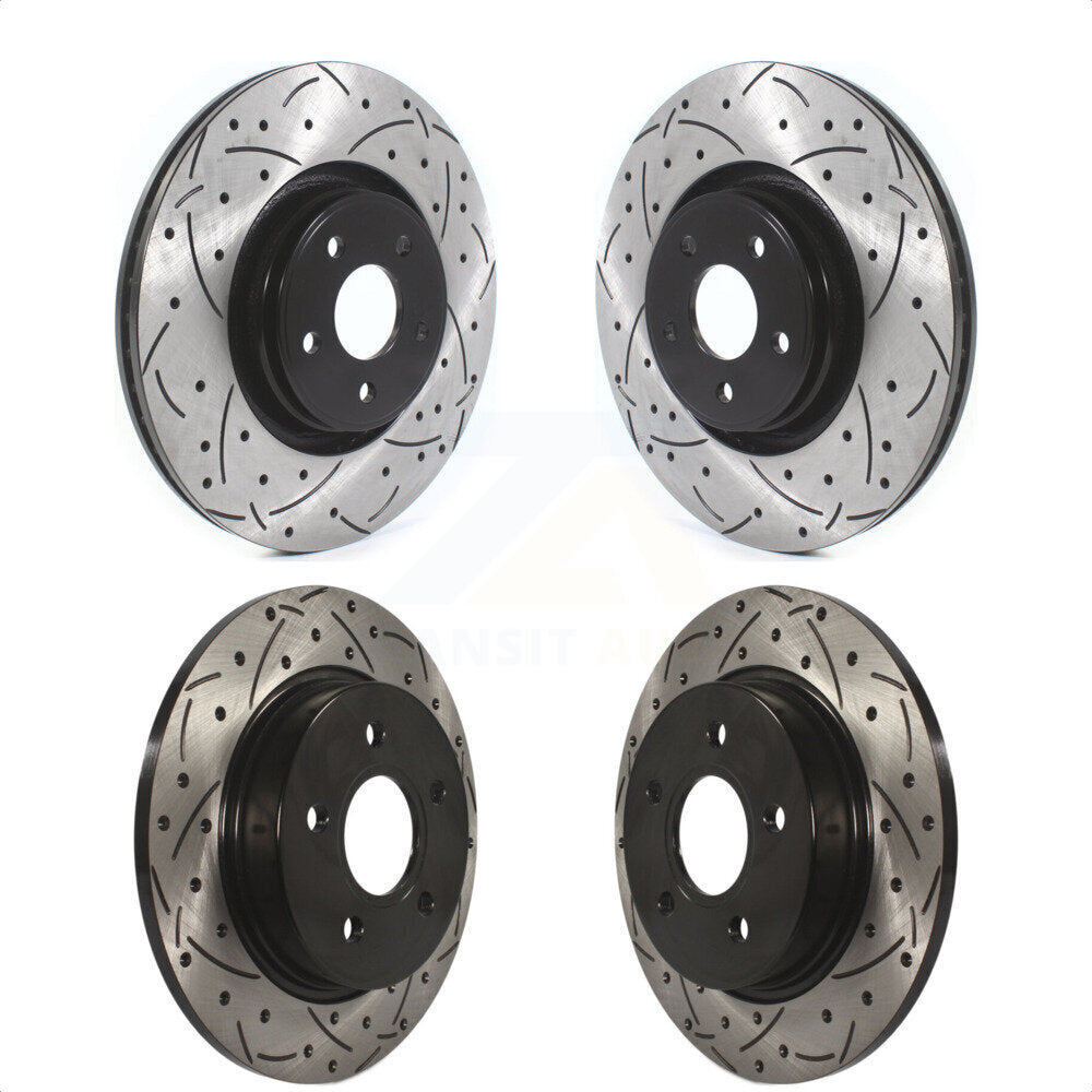 Front Rear Coated Drilled Slotted Disc Brake Rotors Kit For Ford Focus ST KD-100371 by DS-One