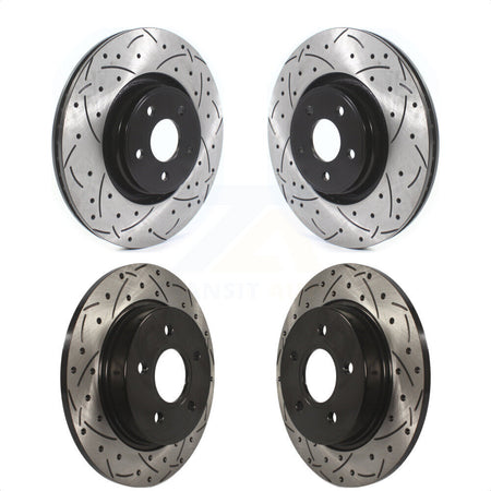 Front Rear Coated Drilled Slotted Disc Brake Rotors Kit For Ford Focus ST KD-100371 by DS-One