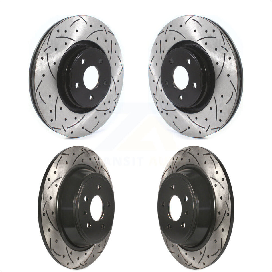 Front Rear Coated Drilled Slotted Disc Brake Rotors Kit For Lincoln MKC KD-100372 by DS-One