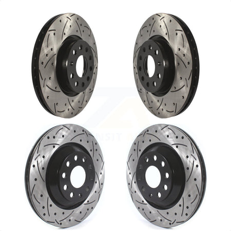 Front Rear Coated Drilled Slotted Disc Brake Rotors Kit For Volkswagen CC Passat KD-100374 by DS-One