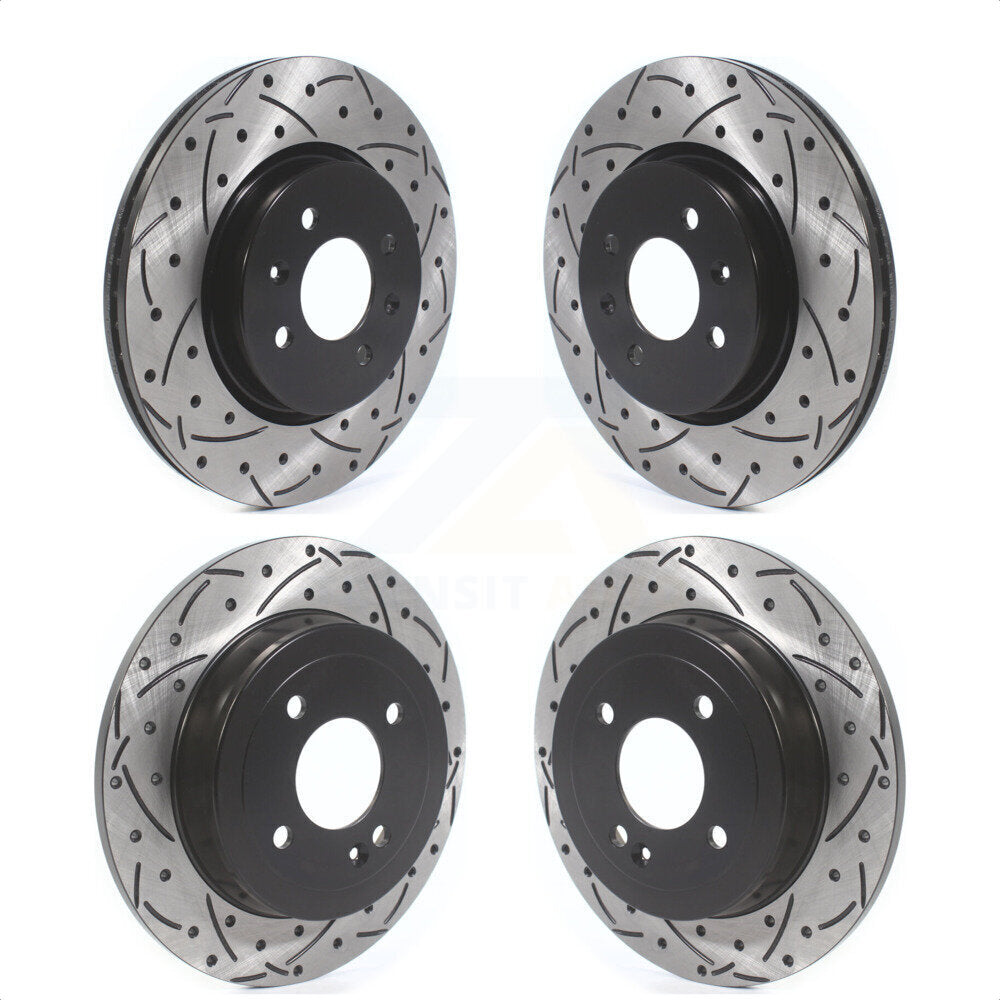 Front Rear Coated Drilled Slotted Disc Brake Rotors Kit For Kia Rio Hyundai Accent KD-100378 by DS-One