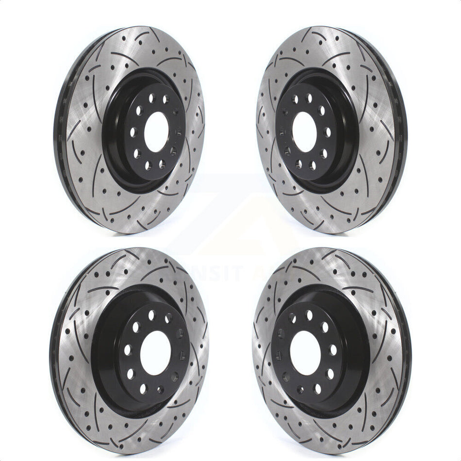 Front Rear Coated Drilled Slotted Disc Brake Rotors Kit For Volkswagen GTI Audi Golf R S3 Q3 Arteon A3 Quattro KD-100381 by DS-One