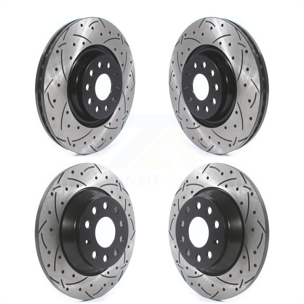 Front Rear Coated Drilled Slotted Disc Brake Rotors Kit For Volkswagen Tiguan Jetta KD-100383 by DS-One