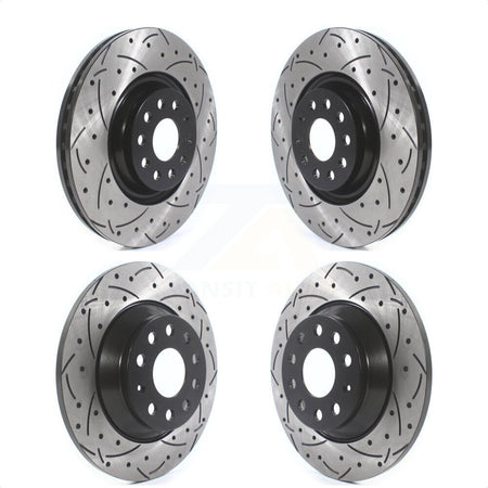 Front Rear Coated Drilled Slotted Disc Brake Rotors Kit For Volkswagen Tiguan Jetta KD-100383 by DS-One