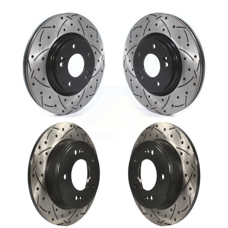 Front Rear Coated Drilled Slotted Disc Brake Rotors Kit For Kia Soul Forte KD-100384 by DS-One