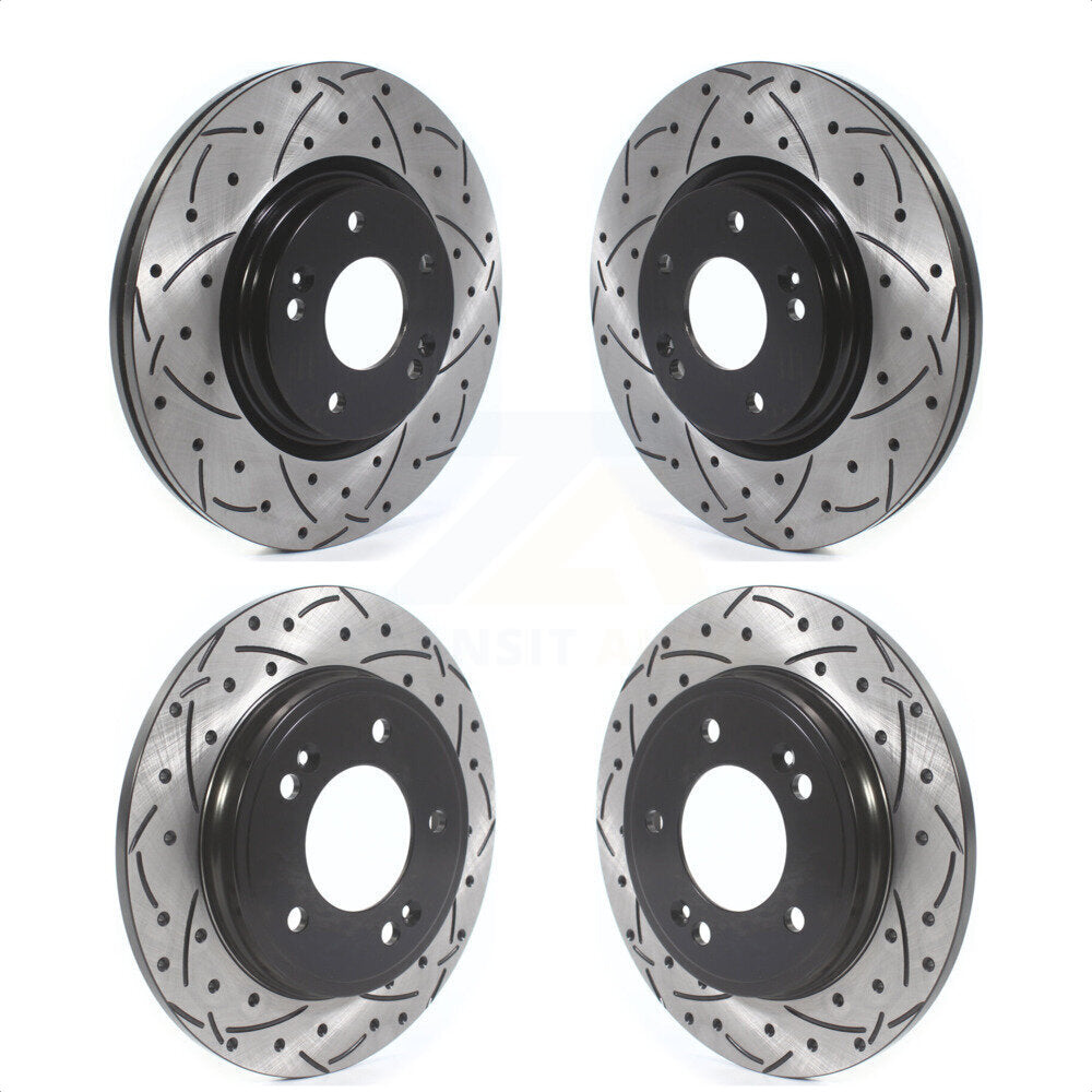 Front Rear Coated Drilled Slotted Disc Brake Rotors Kit For Hyundai Elantra Kia Forte Veloster KD-100385 by DS-One