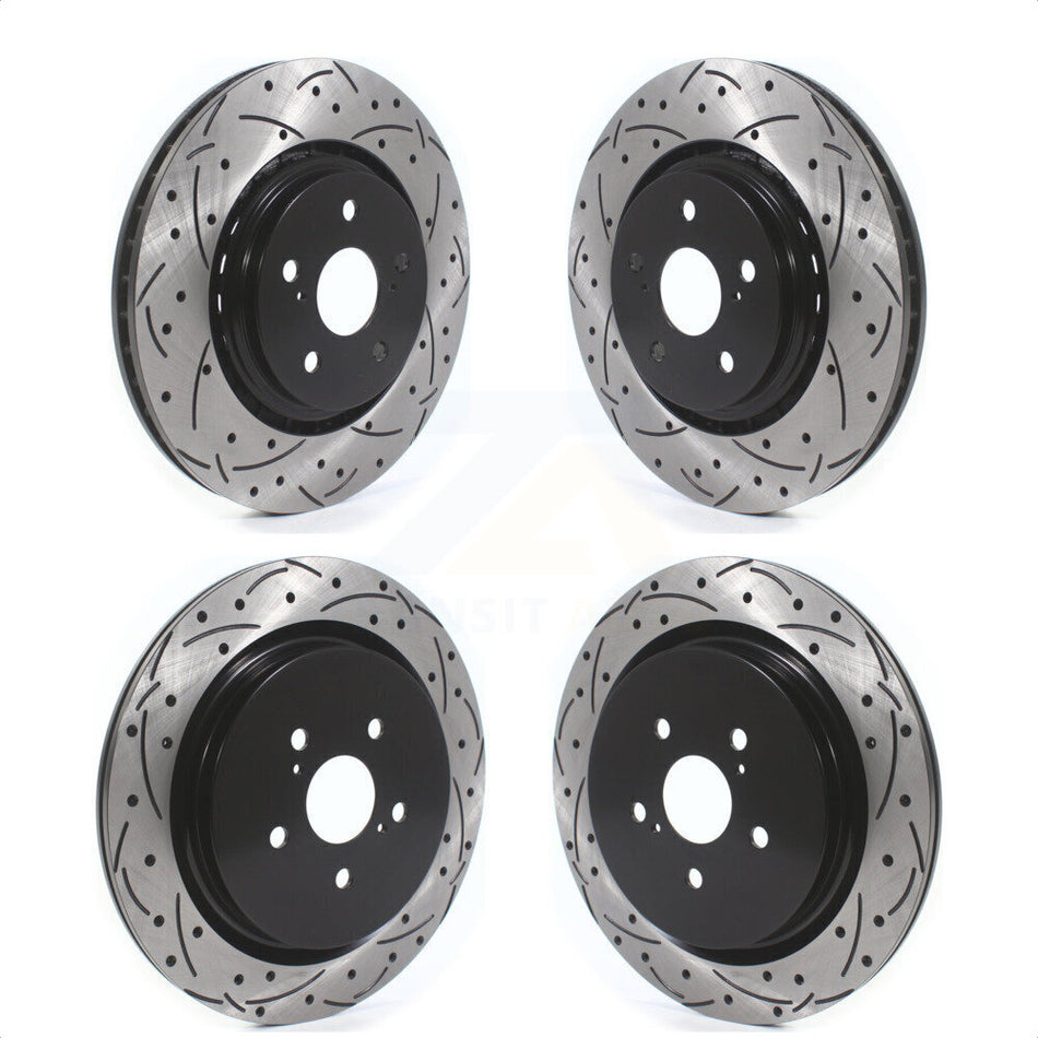 Front Rear Coated Drilled Slotted Disc Brake Rotors Kit For Lexus RX350 RX450h RX350L RX450hL KD-100387 by DS-One