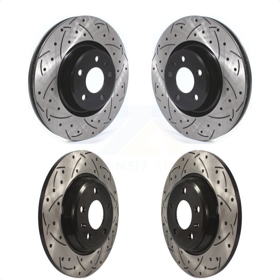 Front Rear Coated Drilled Slotted Disc Brake Rotors Kit For Audi A4 Quattro KD-100389 by DS-One