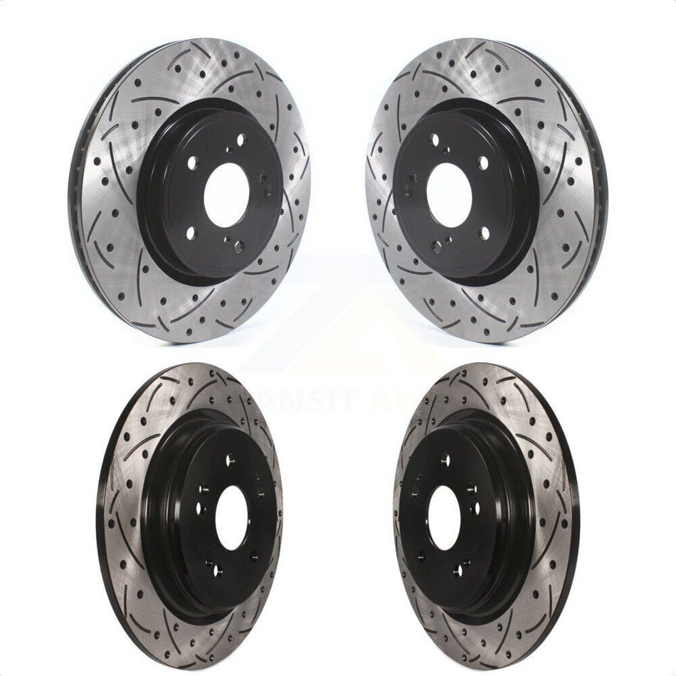 Front Rear Coated Drilled Slotted Disc Brake Rotors Kit For Honda CR-V KD-100392 by DS-One