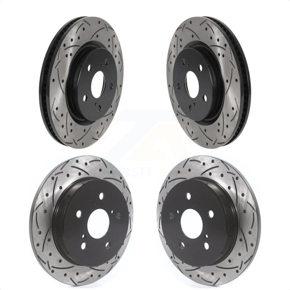 Front Rear Coated Drilled Slotted Disc Brake Rotors Kit For Toyota Camry RAV4 Lexus ES350 Avalon ES300h UX250h UX200 C-HR ES250 Venza Corolla Cross KD-100394 by DS-One