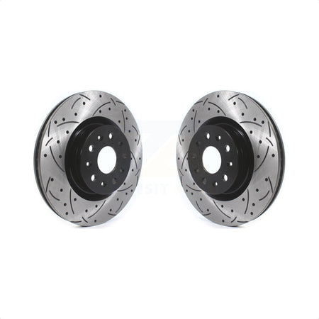 Front Coated Drilled Slotted Disc Brake Rotors Pair For Chevrolet Camaro Cadillac CTS CT6 CT5 KD-100399 by DS-One