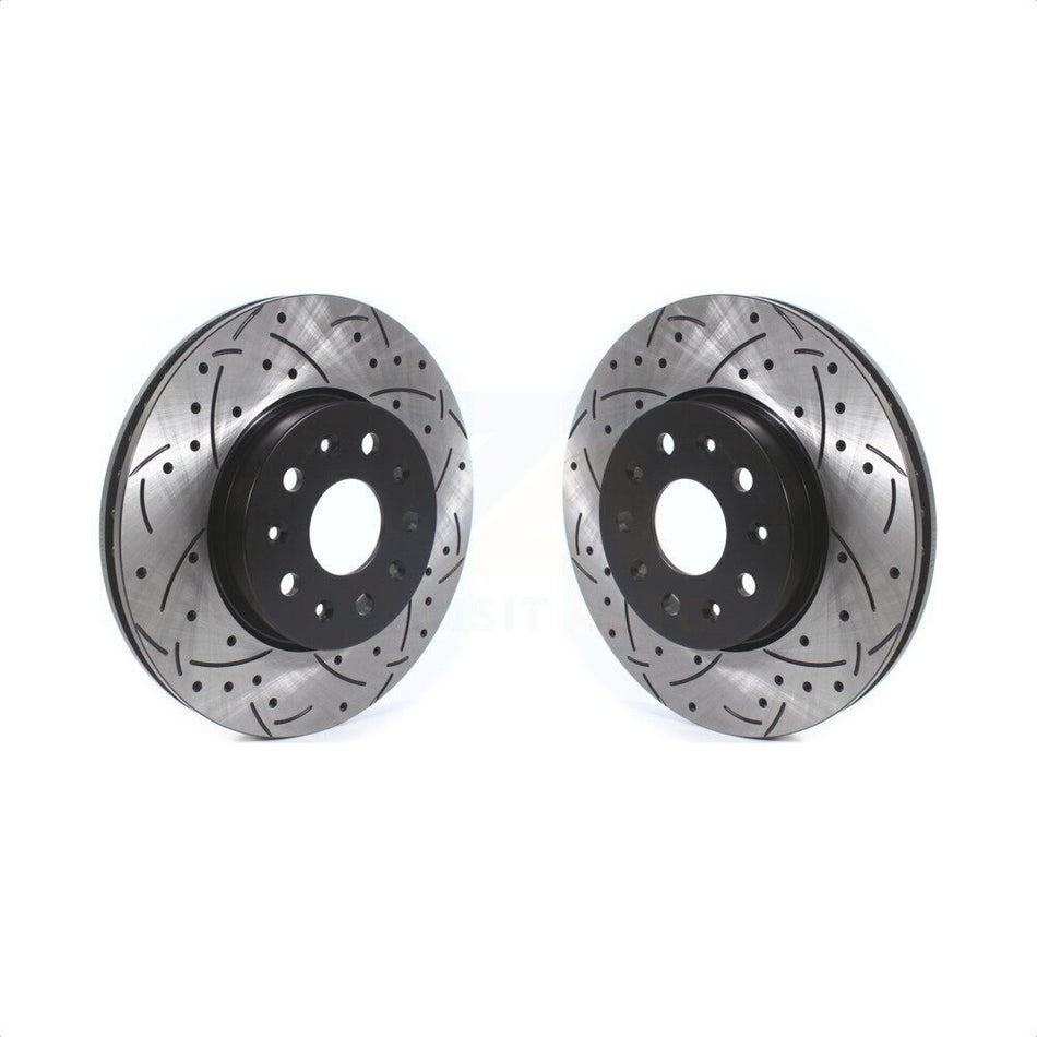 Front Coated Drilled Slotted Disc Brake Rotors Pair For Chevrolet Camaro Cadillac CTS CT6 CT5 KD-100400 by DS-One