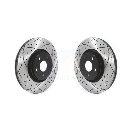 Front Coated Drilled Slotted Disc Brake Rotors Pair For Ford Focus Lincoln MKC KD-100401 by DS-One